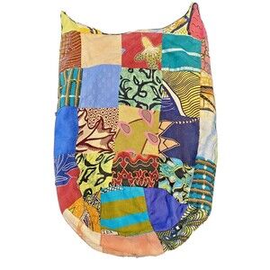 Vintage Hand Dyed Wax Cotton Fabric Patchwork Crossbody African/Ghana Bucket Bag